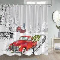 Your Warm Home Jul duschdraperier Rolig snögubbe gran gren present julkula nyår semester tyg hem badrum dekoration bad gardin set 60x70in-150x180cm