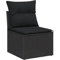 vidaXL Trädgårdsoffset med kudde med lagring 9 pcs Svart Poly rattan