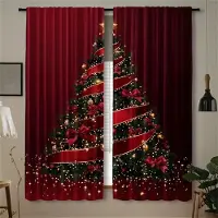 Household supplies MH 2 st Set av Jultomten Julgardiner-Digitaltryck, Kanalficka Design, Polyester -Perfekt För Vardagsrum, Kök, Sovrum W50 X H130(CM)X2&Grommet Top