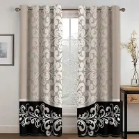 Yiran Furniture 2 st Gyllene Lyx Abstrakt Barocktryck Polyestergardiner för Sovrum Kontor Kök Vardagsrum Fönsterbehandling Heminredning W120 X H270(CM)X2&Hook