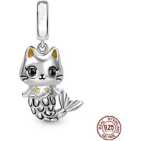 FOXANRY Jewelry Ny S925 Sterling Silver Husdjur Katt Hund Räv Uggla Sköldpadda Animal Series Elephant Charm Pärla Passande Original Armband DIYSmycken