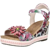 LAURA VITA Dam Facyo 75 Lila Blommiga Läderkile Espadrill Sandaler