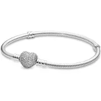 Pandora armband, pavéhjärta silver 590727CZ 20cm