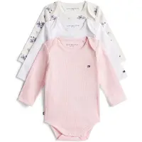 Tommy Hilfiger 3 Pack Print Jersey Long Sleeve Bodysuits