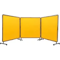 Vevor svetsskärm med ram, 6' x 6' 3-panels svetsgardinskärmar, flamskyddad vinylsvetsskyddsskärm på 12 svängbara hjul (6 låsbara), flyttbar och professionell för verkstad, gul