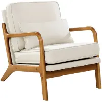 Vevor Accentfåtölj, Mid Century Modern fåtölj med massivt träram och halkfria ben, stoppade fritidsfåtöljer med linnetyg och 14,5 cm förtjockad dyna, för vardagsrum, sovrum och kontor