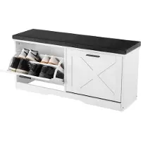 Vevor Skoförvaringsbänk för entrén, 1000 x 305 x 475 mm skoorganisatör med fällbara lådor, 180 kg smal skohylla med dynor och fällbara dörrar, för hall, vardagsrum, sovrum, svart + vit