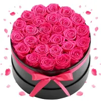 Vevor Forever Flowers, 27 konserverade rosor i en låda, Eternal Flowers Immortal Bukett Födelsedagspresent för leverans Prime Women Her Wife Mothers, Jubileum, Alla hjärtans dag, Jul, Rosröd