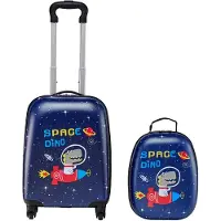 Vevor Barnbagageset, 2 delar, 45,7 cm resväska med hårda hjul och hård ryggsäck, handbagageset för barn med dinosaurier, födelsedagspresent till flickor och pojkar, godkänt av flygbolag