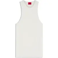 HUGO för kvinnor. 50539890 Sarepla beige T-shirt (S), Vit, Casual, Bomull, Ärmlös / Hängselbyxor