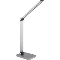 Platinet LED-bordslampa DESK LAMP 10W aluminium trådlös laddning 3-stegs dimring 5-färgkällor silver [46023]
