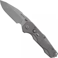 Real Steel Evolution 9911 Frame Lock &amp; Button Unlocking Heavy Duty Tactical Knife, Stonewashed Drop Point S35VN, Titanium, pocket knife