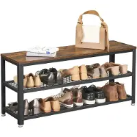 Vasagle Ławka Na Buty, Płyta Wiórowa, Stal, Rustykalny Brąz + Czarny, 100 Cm !