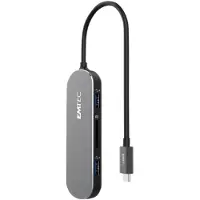 Emtec HUB 6-in-1 Type-C T650C - Hubb - 3 x USB 3.1 Gen 1 + 1 x USB-C (strömgenomströmning) - skrivbordsmodell