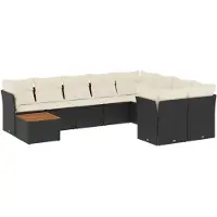 vidaXL Loungegrupp 10 delar med svarta dynor konstrotting