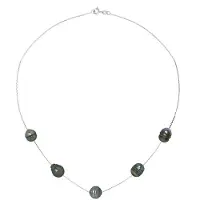 ATELIERS SAINT GERMAIN Halsband 5 Äkta Odlade Tahitipärlor Cirklade 7-8 mm