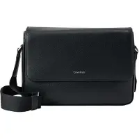 Calvin Klein Logo Pebbled Laptop Messenger Bag