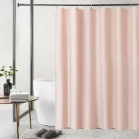 Damaiya11 Lyxigt Duschdraperi i Linne med Krokar Badrum Vattentätt Tjockt Tyg Badgardiner Badkar Stor Badskydd 180*200cm rosa