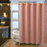 Lutas Vattentätt Duschdraperi med Linne-look Tjockt Set Inga Borrhål Badrumsavdelningsgardin 100*200cm rosa