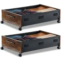 Vevor Förvaring under sängen med hjul, 650 x 460 x 180 mm behållare under sängen, skolåda under sängen med låsbara hjul, rullbara förvaringsfack för kläder, skor, filtar, 2-pack