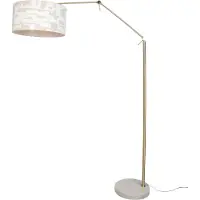 QAZQA Golvlampa guld justerbar med vit och beige randig skärm 50 cm - Editor