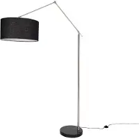 QAZQA Golvlampa stål justerbar med svart skärm 50 cm - Editor