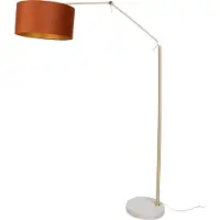 QAZQA Golvlampa guld justerbar med orange skärm och guldinredning 50 cm - Editor