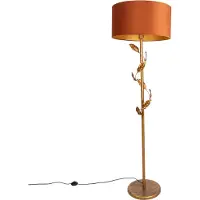 QAZQA Golvlampa guld med orange skärm och guldinredning 50 cm - Linden