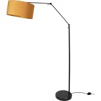 QAZQA Golvlampa svart justerbar med gul skärm och guldinredning 50 cm - Editor