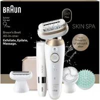 Braun Silk-épil 9 Flex SkinSpa 9-481 3D, guld, vit, bikini, Tyskland, 0,5 mm, batteri