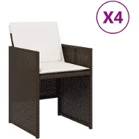 vidaXL 4-pack Trädgårdssäten med Kuddar, Sittplatser med Ryggstöd, Matstolar, Terrassmöbler, Brun 364935