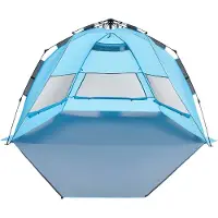Vevor Strandtält Solskydd för 4 personer, Pop Up Strandtält UPF 50+ Skydd, Bärbart Solskydd med Bärväska och Sandfickor, Enkelt Uppsättningsbart Paraply för Camping Fiske Utomhus Picknick