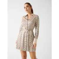GUESS för kvinnor. W6RK90WF1T2 Blerta beige klänning (XS), Casual, Polyester, Lång ärm