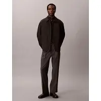 Calvin Klein Straight Wool Blend Pinstripe Belted Trousers