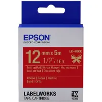 Epson LK-4RKK | guld text - röd tejp | 12mm (original)