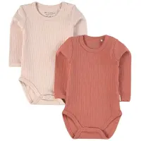 Minymo Body l/ä - Rib - 2-pack - Kanjon Rose - - 62 - Body L/Ä