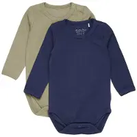 Minymo Body l/ä - 2-pack - Dark Marinblå - - 68 - Body L/Ä