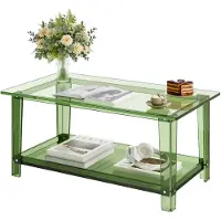 Vevor akryl soffbord, 2 nivåer mittbord med förvaringshylla, modernt rektangulärt akryl soffbord, perfekt för matsal, köksö, restaurang, kontor, 50 x 80 x 40 cm (grön)