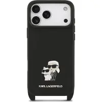 Karl Lagerfeld iPhone 17 Pro Max Saffiano Crossbody Metal Karl & Choupette Skal - Svart