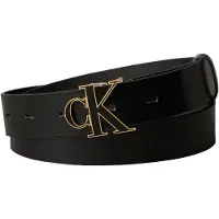 Calvin Klein Bälte 'CK Monogram Buckle' guld / svart