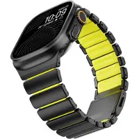 MY-CASE Titanium Fluorgummiband för Apple Watch Ultra 3 2 49mm 46mm 45 44mm Magnetiskt armband för Iwatch 11 10 9 8 7 SE Lyxigt klockarmband 49mm 46mm 45mm 44mm&L(175mm)
