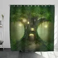 Shower curtain Home Decor Lantligt landskap Creek Sten Lotus Buddha Duschdraperi Badrumsgardin Tyg Vattentät polyester Badrumsgardin med krokar 180*180cm