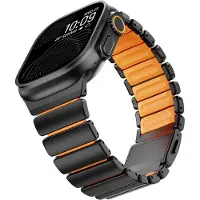 MY-CASE Titanium Fluorgummiband för Apple Watch Ultra 3 2 49mm 46mm 45 44mm Magnetiskt armband för Iwatch 11 10 9 8 7 SE Lyxigt klockarmband 49mm 46mm 45mm 44mm&XL(182mm)