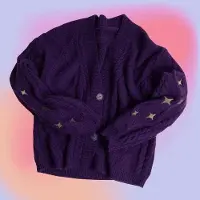 Boho berry Vinter Loose Cardigans Dam Stjärnbroderade stickade tröjor Tay Vintage Y2K Streetwear Enkelknäppta långärmade topprockar M violett