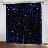 Household supplies MH 2 st Galaxy Glittrande Stjärnor Gardiner, Stångficka Yttre Rymden Stjärnklar Himmel Stjärntryckta Gardiner, Fönsterdraperier För Vardagsrum Kök W85X200H(cm)x2Pcs&Hook