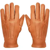 Infinity Leather Mens Leather Tan Thermal Gloves