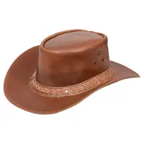 Infinity Leather Cowboy Outback Aussie Bush Hat i äkta läder