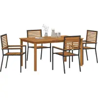 vidaXL Trädgårdsmöbelset 5 pcs Svart Massivt Akaciaträ