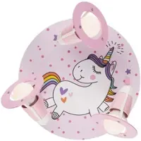 Elobra Vägglampa rondell Enhörning Babsy 3 lampor Einhorn Babsy, dimbar, Violett / rosa / rosè, Barnrum, Trä, Vägglampa, vägglampa inomhus