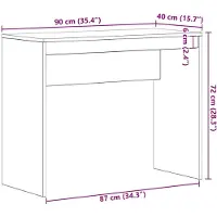vidaXL Skrivbord svart ek 90x40x72 cm konstruerat trä